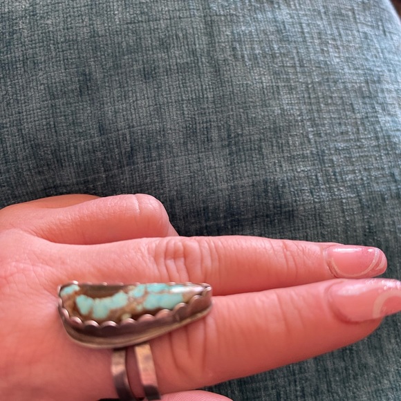 Sterling Silver and turquoise ring size 9 1/2- 9 3/4 item # 0007 - Picture 7 of 7